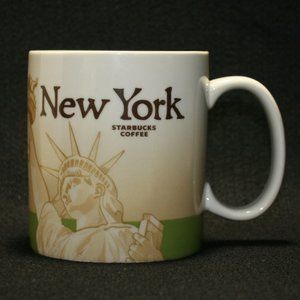 STARBUCKS 2009 New York Coffee Mug with Green Interior 16 Fluid oz. (No Returns)